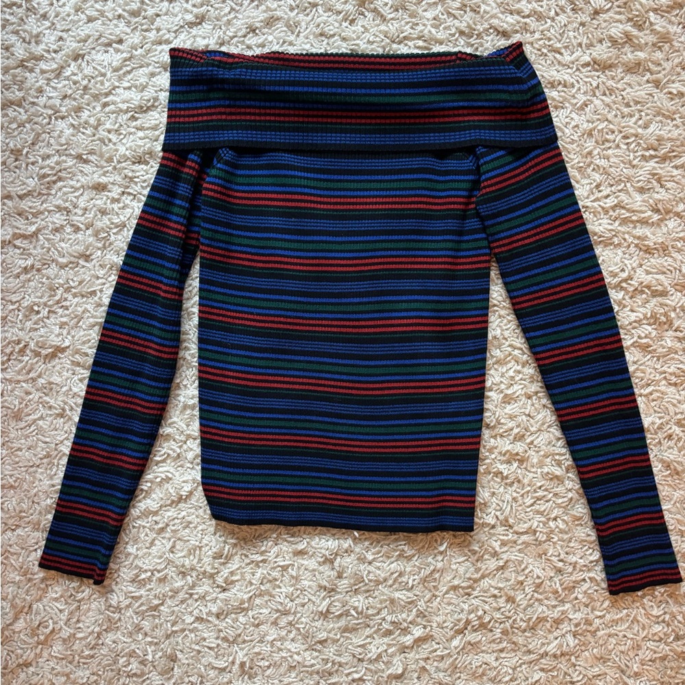 Forever 21 Multicolor Striped Off-the-Shoulder Knit Top
